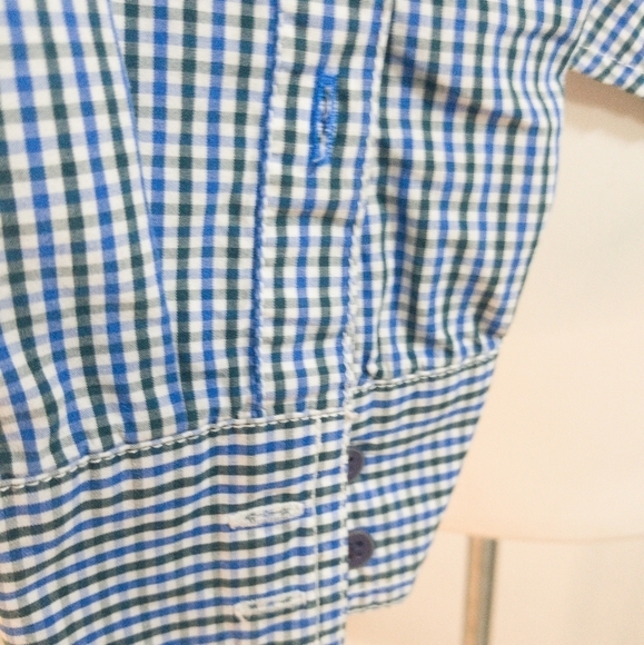 Eddie Bauer Women Button Down Shirt Sz M Blue/Gree - Picture 4 of 8